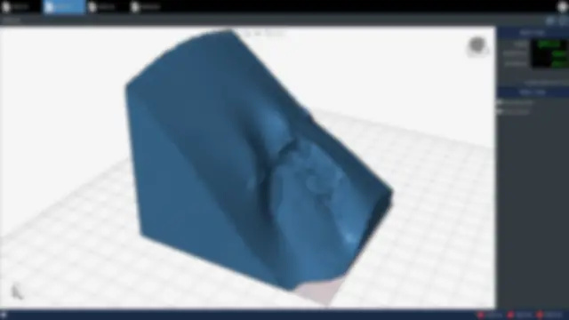 원료 저장고 안의 적치물 형상을 3D로 복원하고 부피와 재고량을 표시한 화면